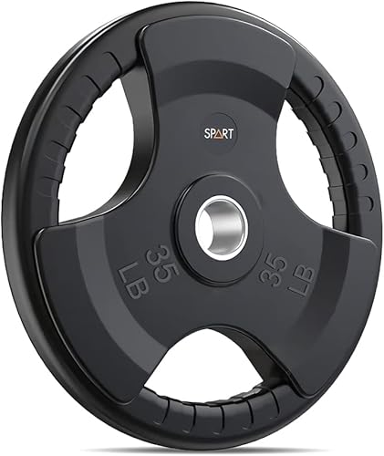 SPART Placa de peso de 2 pulgadas con revestimiento de goma olímpico para barra, placas de peso de hierro fundido sólido en pares o individuales