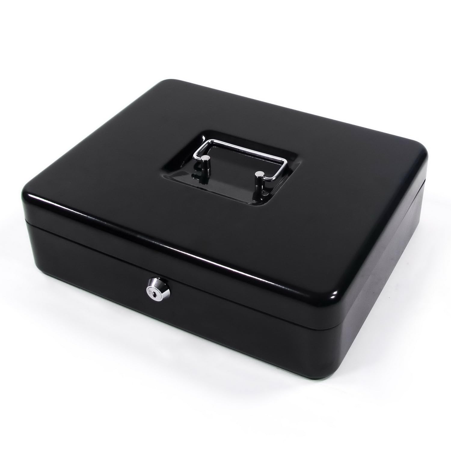 HJH Office 811001 Safe - Cassetta portavalori in Acciaio Nero, 30 x 24 x 9 cm, con 2 Chiavi