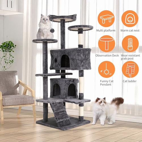 Torre para gatos interior, con rascadores y condos miniatura 2