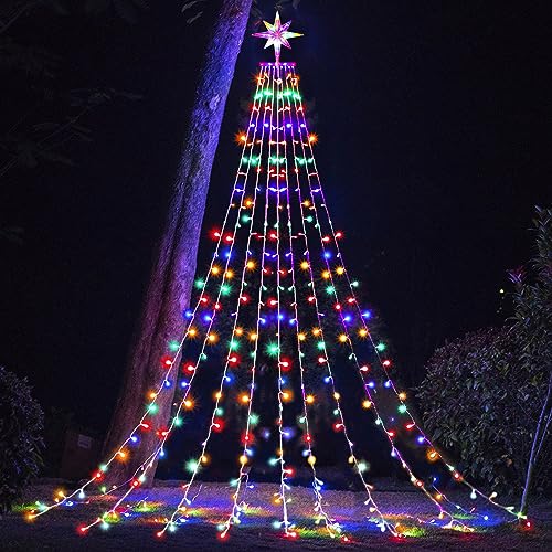 FUNIAO Christmas Decoration Lights, Outdoor String Lights with Big Dipper Tree Topper, 320 LED Waterfall Outdoor String Lights for Christmas, Holiday, Wedding, Party, New Year(Multicolored) FUNIAO Christmas Decoration Lights, Outdoor String Lights with Big Dipper Tree Topper, 320 LED Waterfall Outdoor String Lights for Christmas, Holiday, Wedding, Party, New Year(Multicolored)