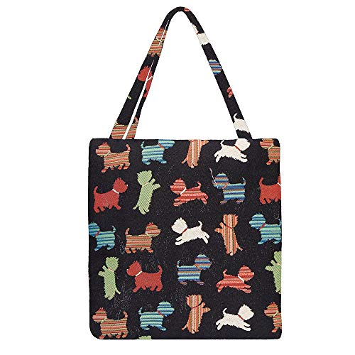 Signare Tapisserie Tasche Damen, Einkaufstasche faltbar, Einkaufstasche Shopper Damen groß mit Hundedesigns (Verspielter Welpe) Cover