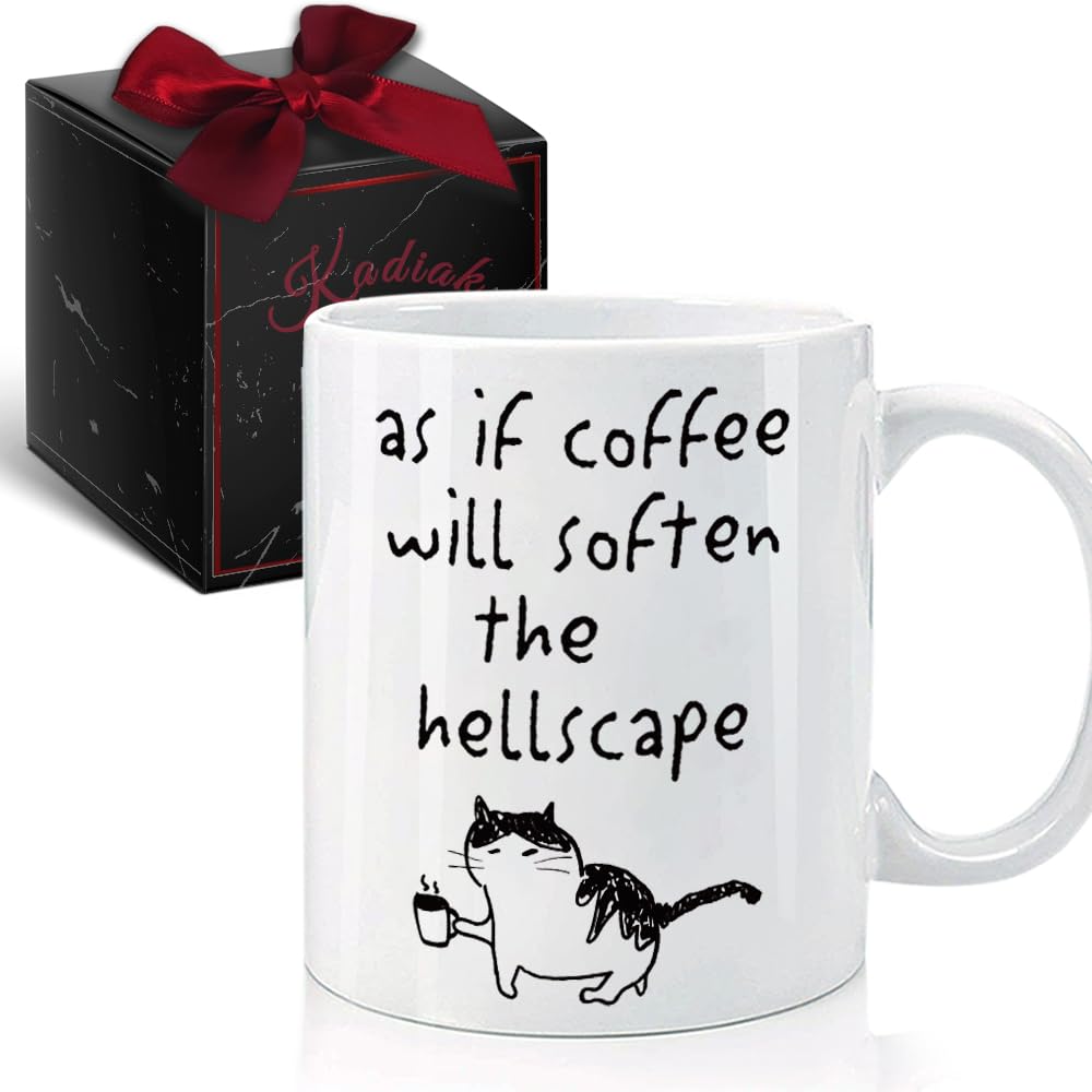 Kadiak Funny Cat Coffee Mug Gifts for Cowokers, Novelty Sarcastic Office Gag Gifts for Women Men, Humorous Cats Gift for Cat Lover & Coffee Lovers, Best Present Idea for Boss Employer Bestfriend