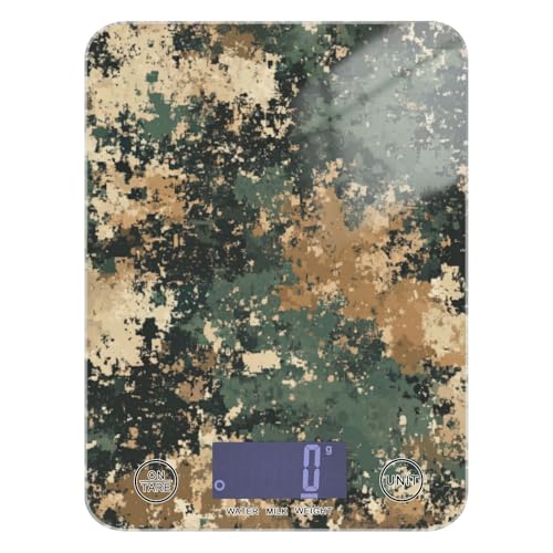 Bilancia digitale da cucina moderna mimetica verde militare facile da pulire per alimenti 5 kg/5 g, bilancia digitale da cucina con 4 unità per spezie da forno per spezie pesa para alimentos