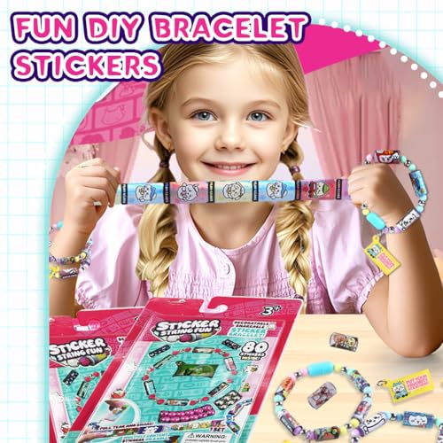 Image of PATPAT DIY Sticker Rolls Bracelet For Kids Girls DIY Cartoon Stickers Bracelet Making Kit With Spacer Beads Carry-On Bracelets Stickers Decorative Free Making Kit Children's Day Gift, Multicolour