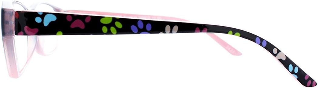 Select-A-Vision Dog Bone Square Reading Glasses w/Colorful Pawprints, Pink, +1.50 - Image 3