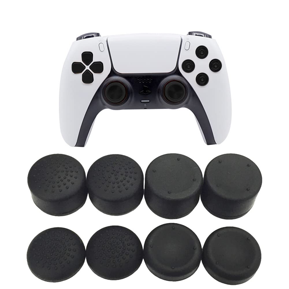 SKEIDO 8Pieces Silicone Thumbstick Joystick Cap Cover compatible with Playstation for PS5 for PS4 for Xbox Controller - Black