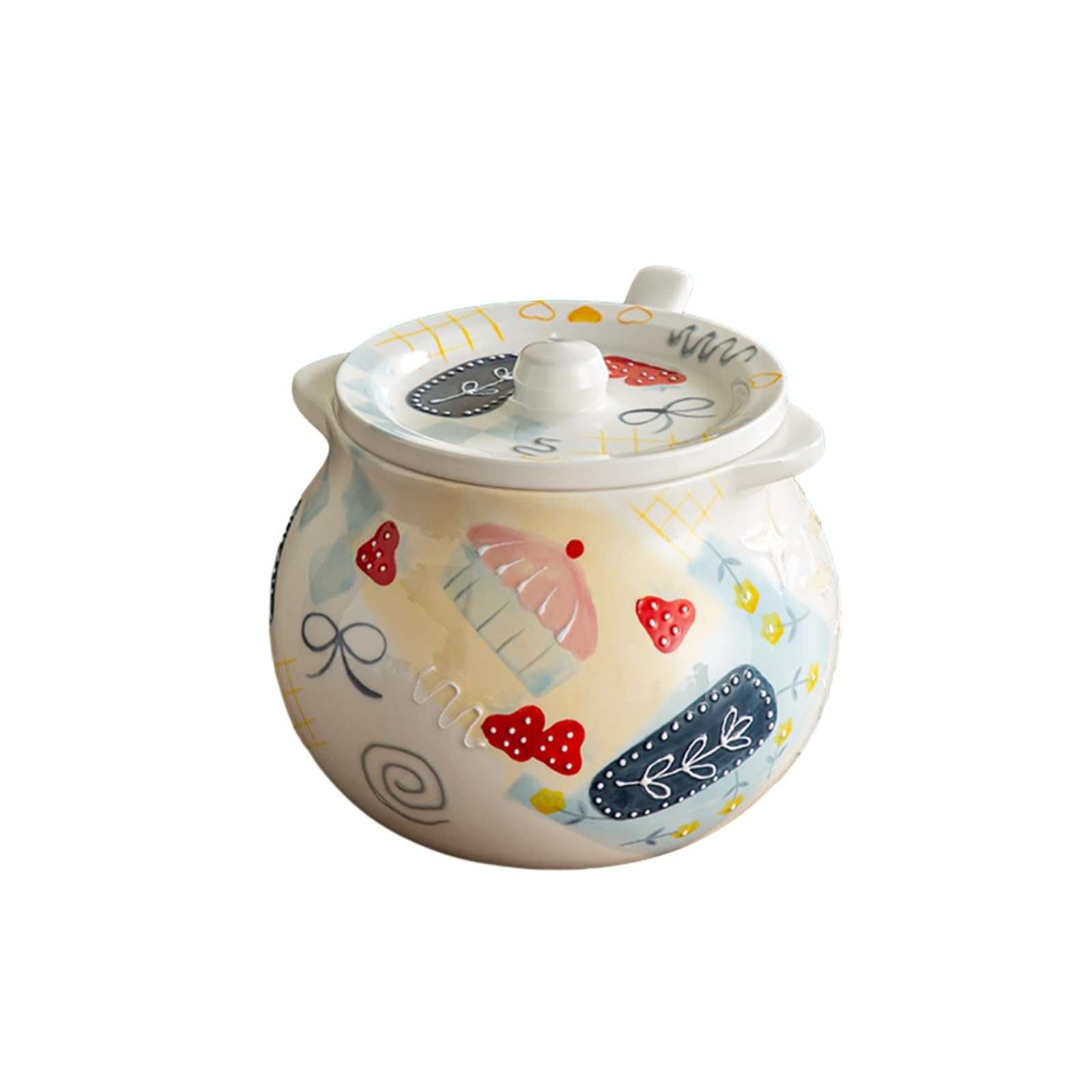Réservoir d'huile de porc grand format pot céramique bleu peint main