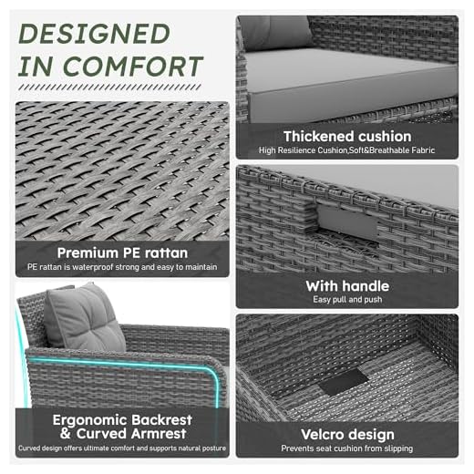 LHBcraft 5-Piece Outdoor Patio Conversation Set