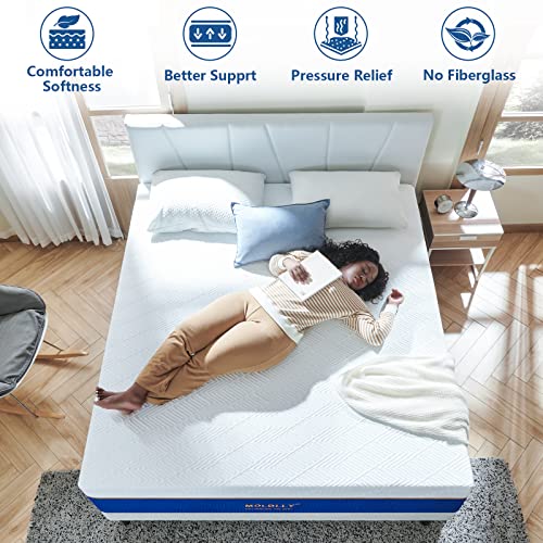 Molblly King Size Mattress, 14 Inch Cooling-Gel Memory Foam Mattress Bed In A Box, Cool King Bed Supportive & Pressure Relief With Breathable Soft Fabric Cover, Premium #TOP1
