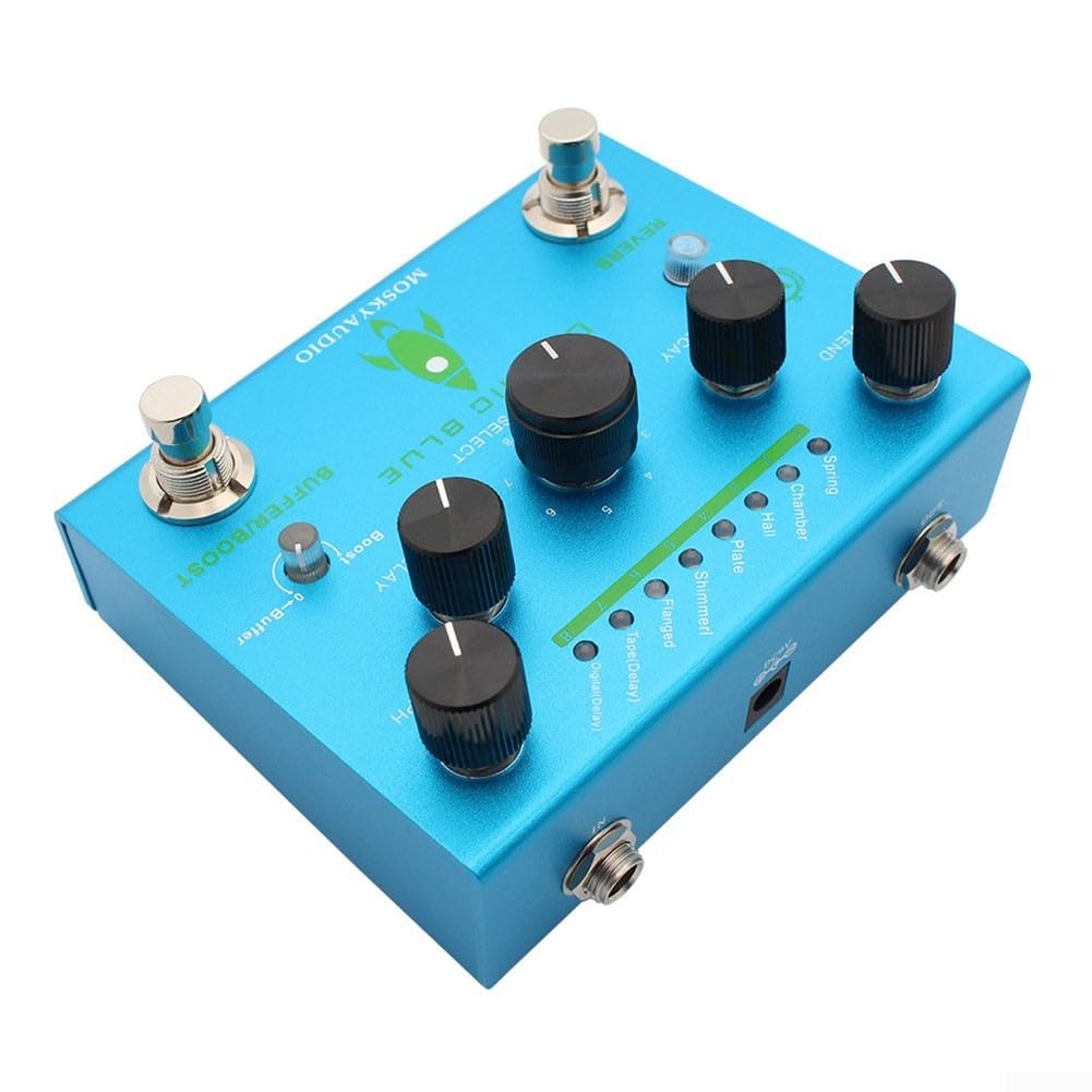 Excepcional pedal de reverberación Mosky Cosmic Blue, 8 modelos, accesorio de efectos de guitarra altamente recomendado