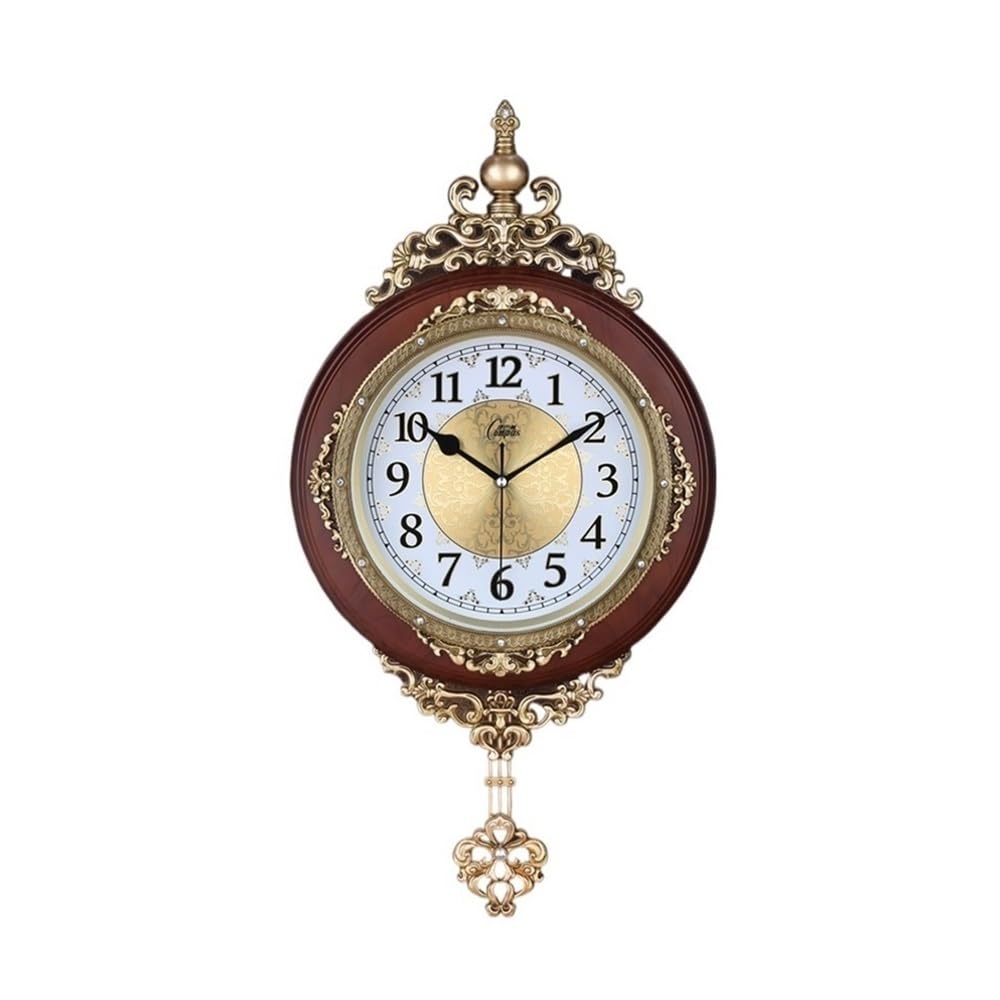 Decorativa Reloj de Pared Ovalado Retro pequeño, diseño Antiguo, Funciona con Pilas, silencioso, for Cocina y Dormitorio (32 x 62 cm) para Oficina(Bruin)