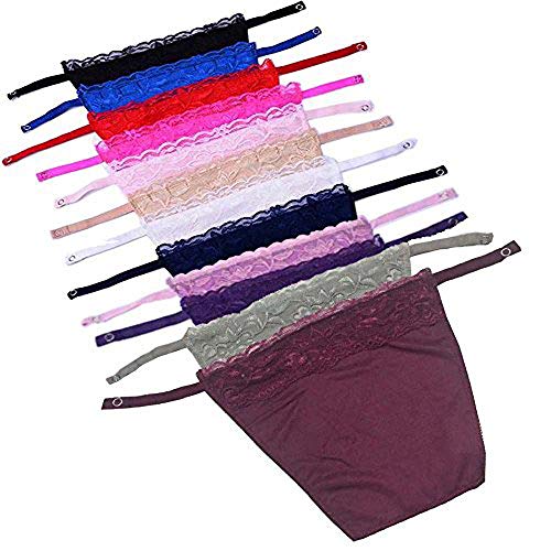 YEKEYI 3pcs Lady Lace Clip-on Mock Camisole Bra Insert Overlay Modesty Panel Vest (Black,White, Beige