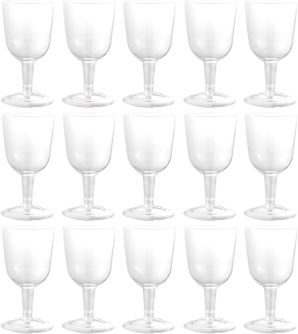 48pcs 180ml Plastic Wine Cups Set with Detachable Base, Reusable Party Small Cocktail Glasses for Restaurant and Event Use