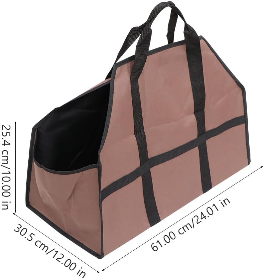 Large Capacity Firewood Carrier Tote Bag with Handles, Coffee