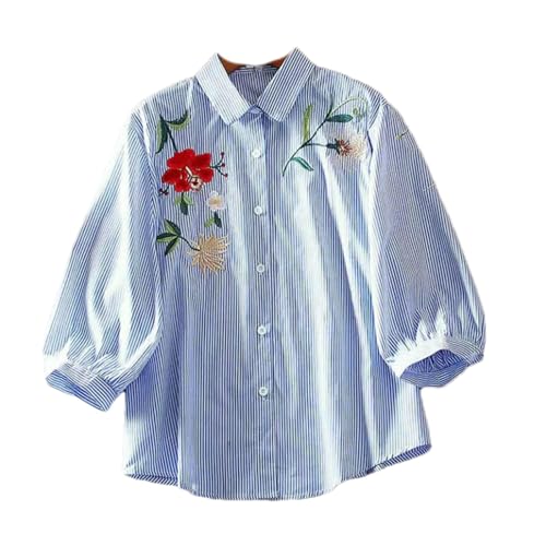 Chemise brodée femme au style artistique rétro et finitions haute qualité