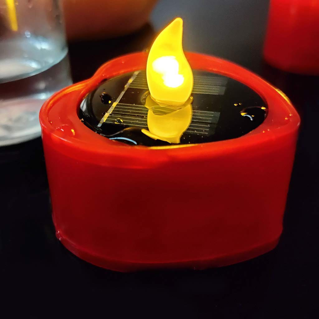 Lampada elettronica a LED a forma di cuore a forma di luce alimentata solare senza fiamma