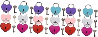 OSALADI 18 Pcs Love Couple Padlock Heart Shaped Love Lock Heart Shaped Key Lock Suitcase Lock Small Padlock Luggage Lock Small Key Lock Heart Lock Metal Lovers Medium Handbag