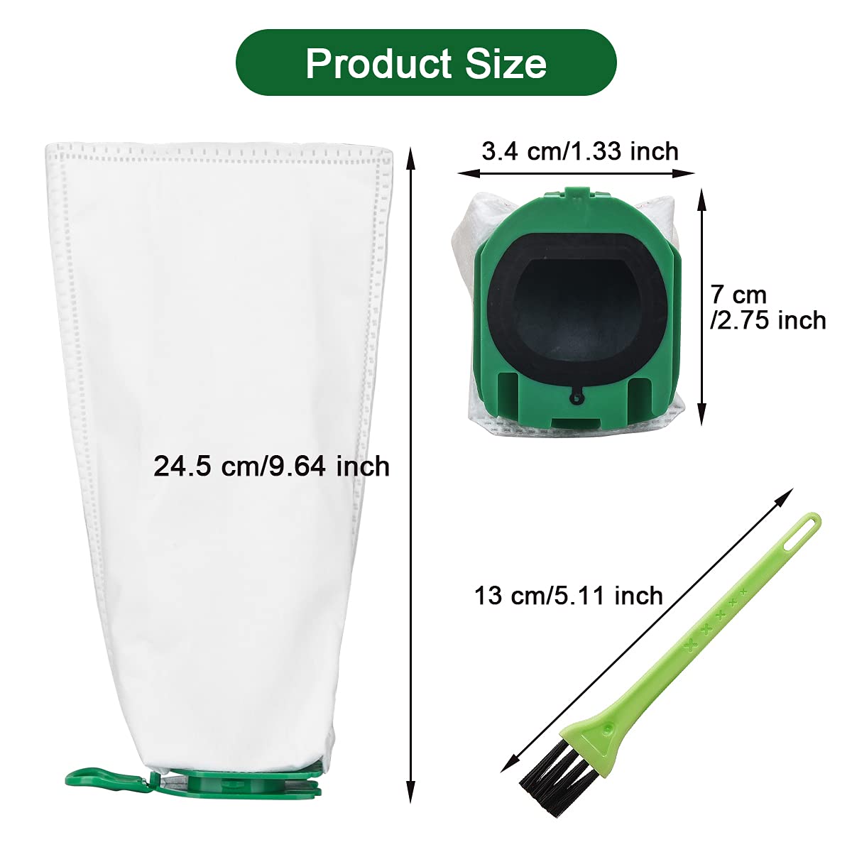 URHRHU 12 Sacs Aspirateur Vorwerk Kobold VB100 FP100 + Brosse - Sacs Poussière Compatibles Avec Filtration Haute Performance