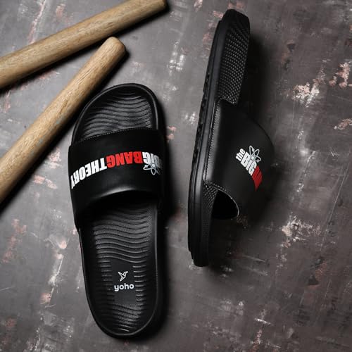 Image of YOHO Sliders for Men | Comfortable and Lightweight Slides | WB Cartoon & Comic Characters: Batman,Superman,Tom & Jerry,Rick & Morty,Big Bang Theory, Friends and Scooby Doo for Boys