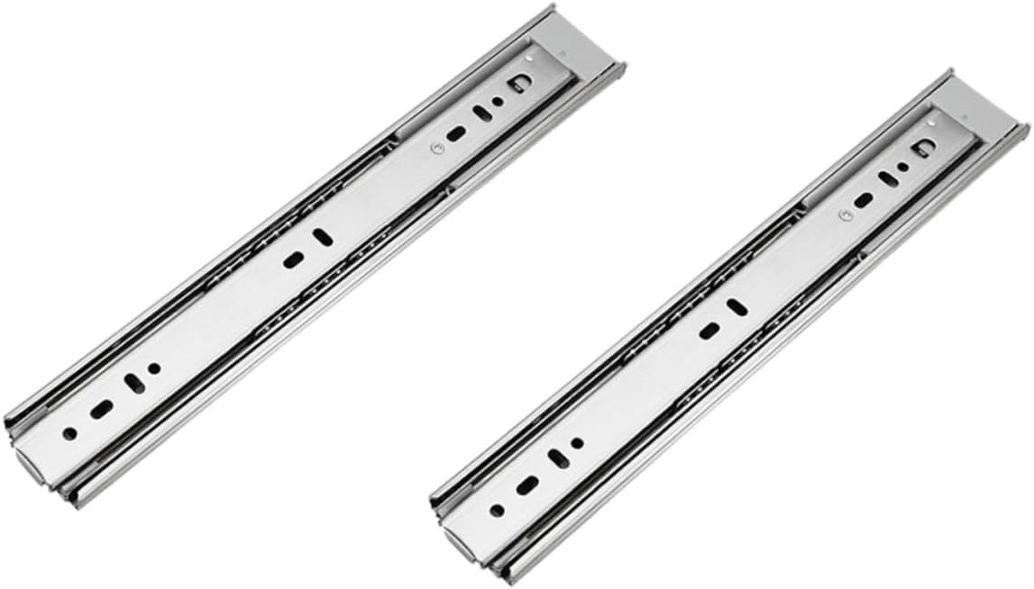 Veemoon Heavy-Duty Stainless Steel Three-Section Drawer Track with Mute Buffer Damping and Self-Close Spring Furniture Runner for Smooth Silent Cabinet and Drawer Use