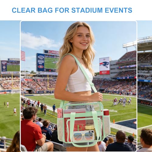 Image of Busiuw Clear Bag for Stadium Events, Stadium Approved 12x12x6 Clear Tote Bag for Sport Fan, Work Concert Travel