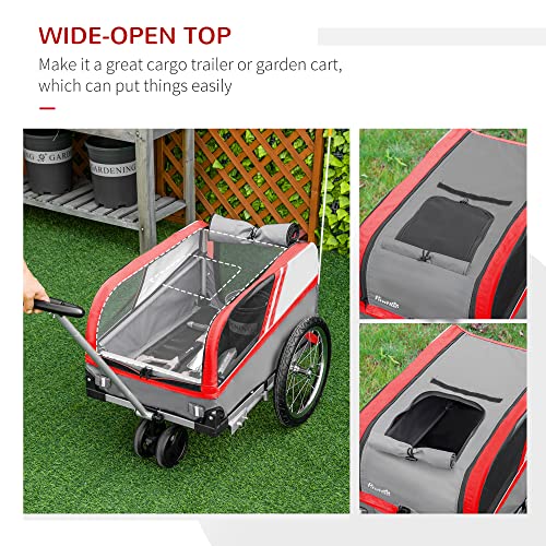 PawHut Dog Bike Trailer 2in1 Trolley Stroller Cart Bicycle Carrier