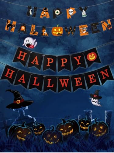Image of FancyDressWale Happy Halloween Decorations Set,party props, Pumpkin Banners, Character Cutouts, 34 Pieces (Style-4)