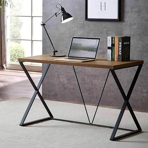 Image of Klaxon Engineered Wood Iron Study Table with Drawer, Multi-Usage Laptop Desk & Home Office (Printo-FD, DIY Installation) (FD & Black, Heli -FD)
