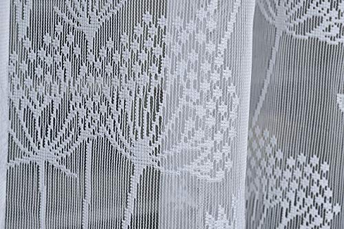 Image of Honger Polyester Fancy Decorated White Net Tissue 4 x 5 Feet Window Curtain Pack of 2 Pcs Curtain for Living Room use