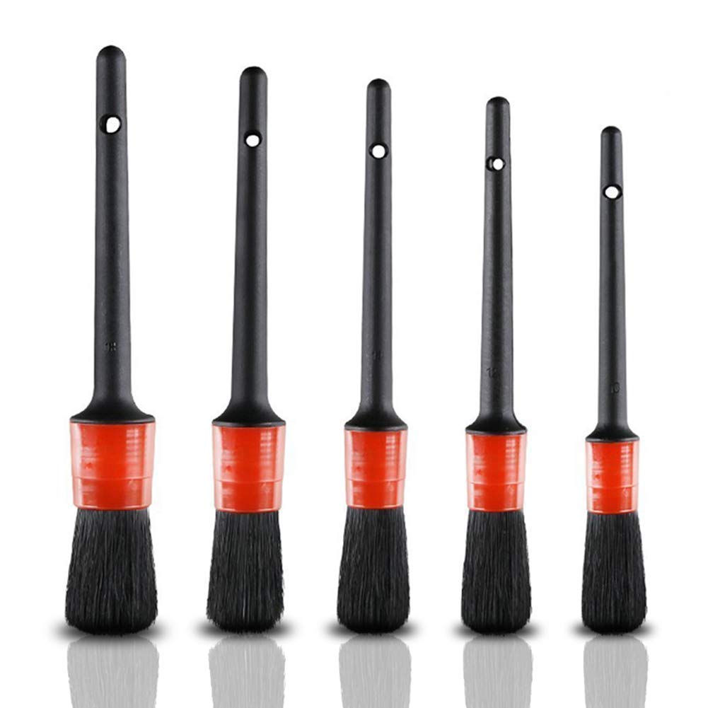 DollaTek 5 Pieces Detail Brushes Cleaning Brushes Soft Hair Bristles Brush for Cleaning Wheels/Engine/Interior/Emblems/Interior/Exterior/Air Vents