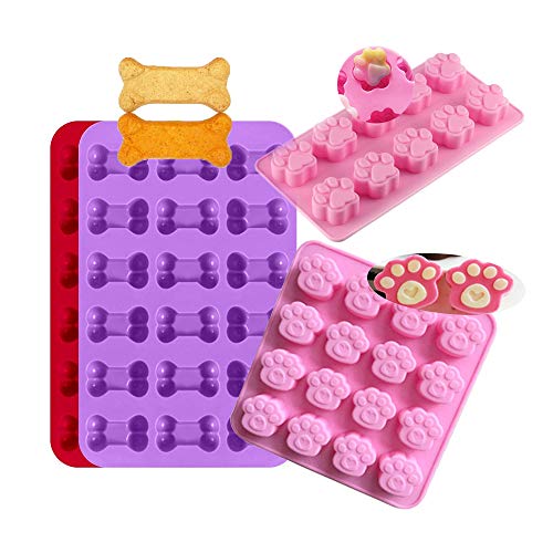 STONCEL 4pcs moldes para hornear de silicona Puppy Dog Paw & Bone Shape