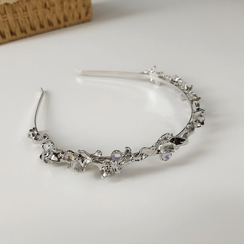 New Model Moonstone Metal Headband Woman Design Fold Affordable Luxury Sweet But Cool(white-Fruit peach5) image 5
