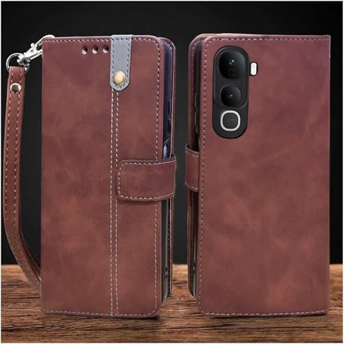 Image of Excelsior Flip Cover Case for Vivo Y400 Pro | Premium PU Leather | 360 Degree Protection (Coffee)