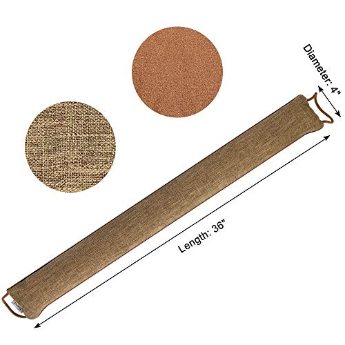fowong Door Draft Stopper 36 Inch, Under Door Draft Blocker Noise Reducer Air Stopper Heavy Duty Door Bottom Insulation Sound Proof Cold Weather Door Snake Draft Blocker, Coffee