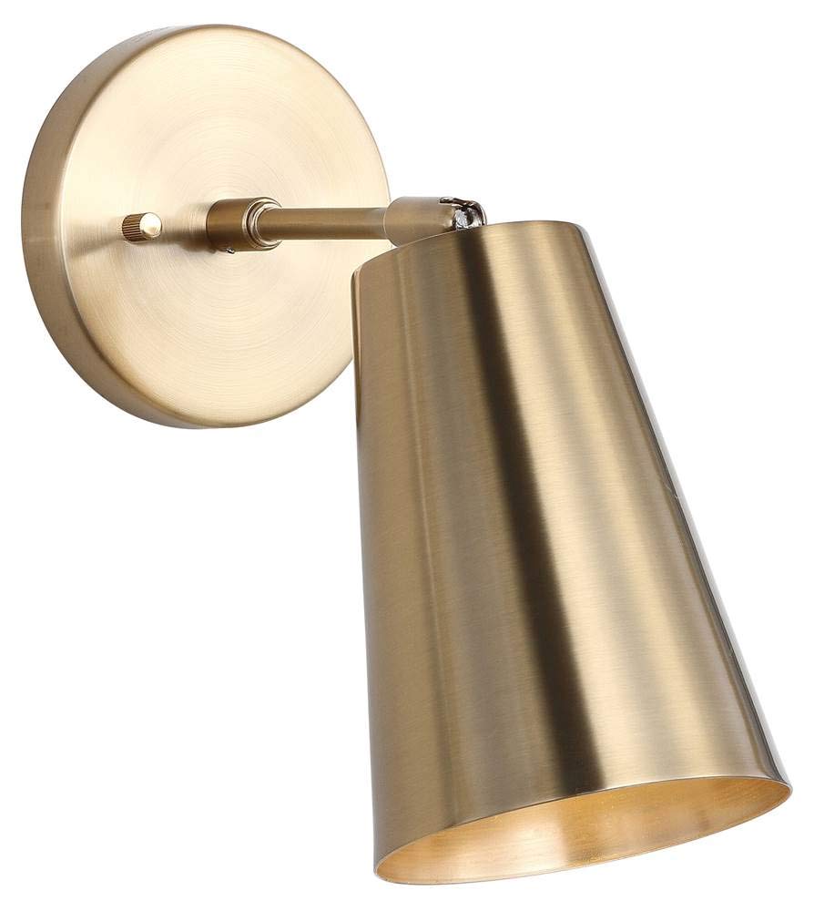 SAFAVIEH SCN4020A Lighting Leonardo Brass Gold Wall (LED Bulb Included) Sconce, White