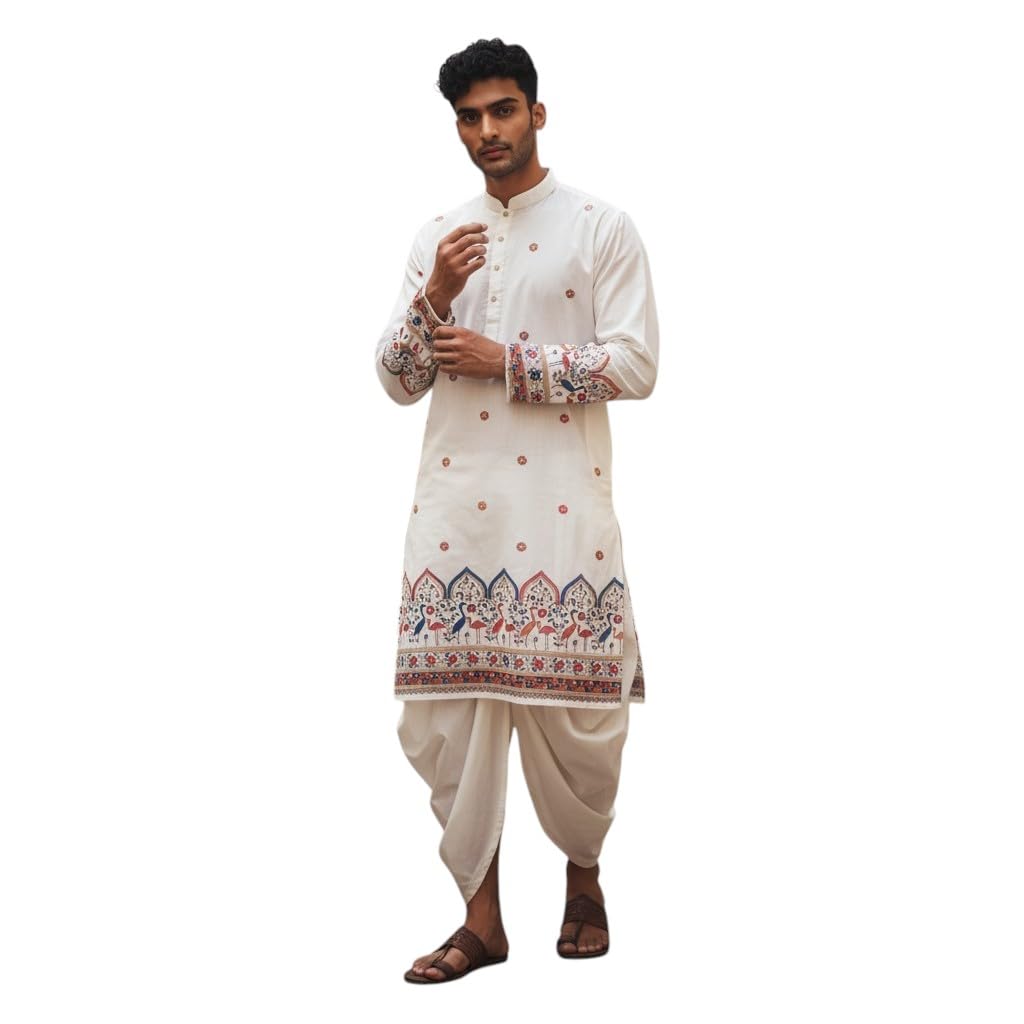 trustous Men’s Pure Cotton Kurta Dhoti Set | Traditional Ethnic Wear for Men | Comfortable Lightweight Kurta with Dhoti | Festive, Wedding, Puja & Traditional Occasion Outfit-picture-36