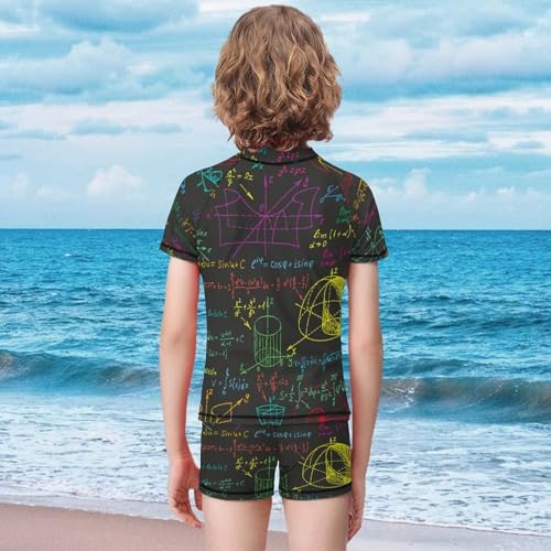 Math Science on The Black ChalkboardChildren's Swimsuits Boys Two Piece Suit7-9Y（120cm）2