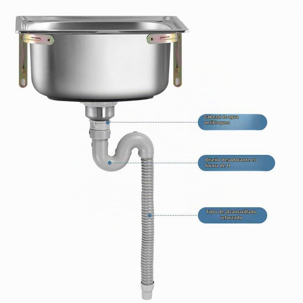Fregadero De Cocina Pequeño, Cuenco Individual Fregadero De Acero Inoxidable Autocaravana Autocaravana Para Instalación Empotrada Y Bajo Cubierta Escurridor Reversible Con Abrazaderas Para Tubos De De