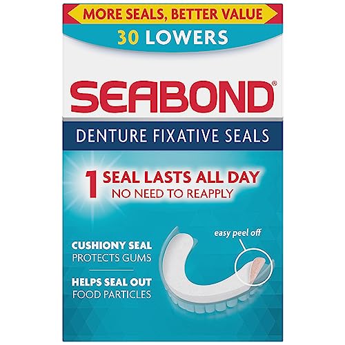 Seabond Denture Fixative Seals Soft Adhesive Cushion Last All Day Protect Gums & Help Seal Out Food Particles 30 Lowers