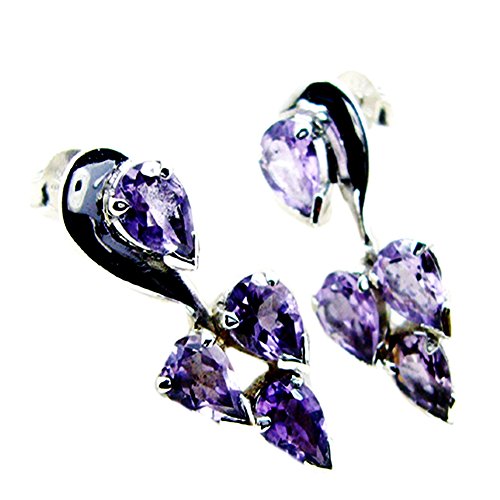 Boucles d'oreilles améthyste naturel en argent 925 poire