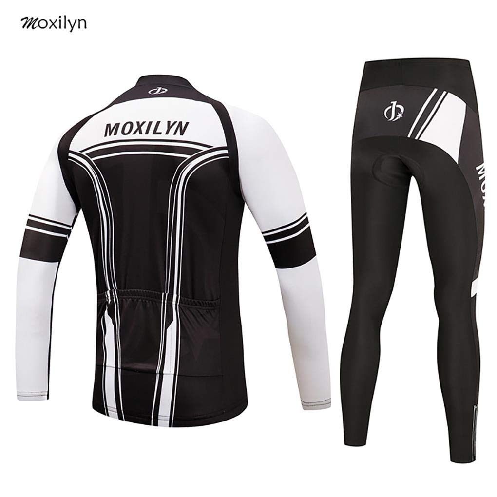 Moxilyn Conjunto Jersey De Ciclismo,Polar Térmico De Invierno Manga Larga,Ropa De Ciclismo,Top De Manga Larga y Pantalones Largos De Johns,Set De Ciclismo Caliente,Cálido ya prueba de viento