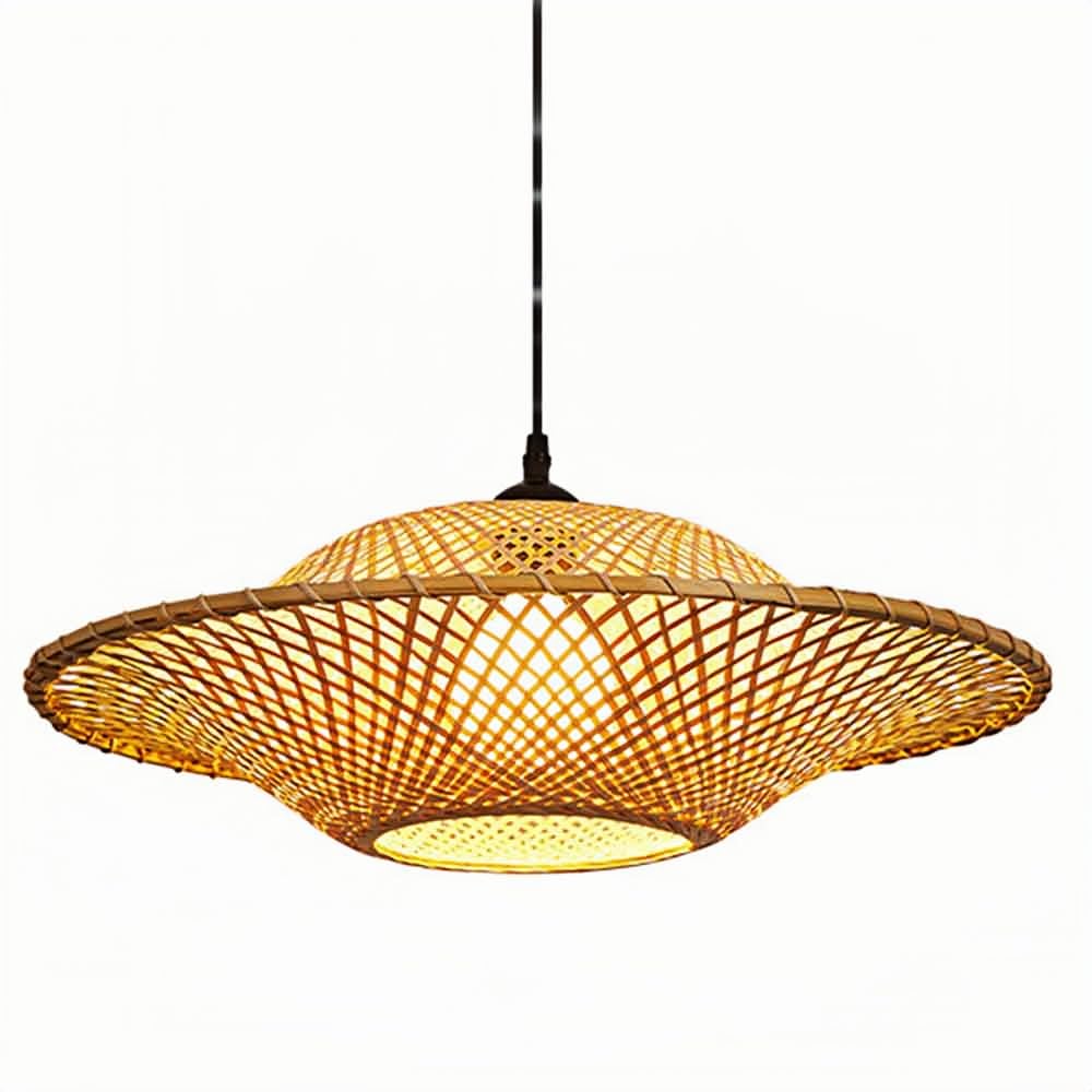 Plecione bambusowe zawieszki, inspirowane Chinami lampy wiszące do restauracji i restauracji, dekoracyjny żyrandol w stylu Wabi-Sabi do salonu, biura, hotelu, sklepu lub handlu