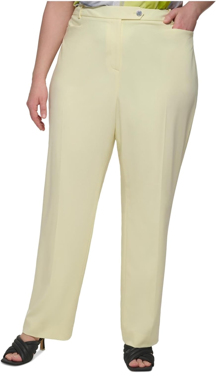 Calvin Klein Women's Plus Size Lux Modern-Fit Straight-Leg Pants (Endive, 14W)