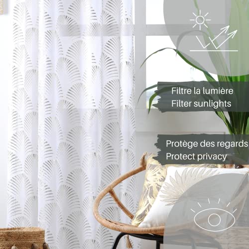 Lovely Casa - Voile - 140 x 260 cm - Maldives model - silver - R6B095002VL - exotic motif - ideal for any room - Image 3