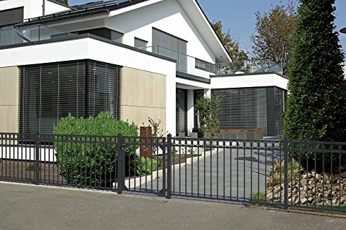 Alberts 510947 Zaunkomplettset Circle, zum Einbetonieren | verschiedene Längen und Höhen - wahlweise in verschiedenen Farben | matt-schwarz | Höhe 100 cm | Länge 8 m