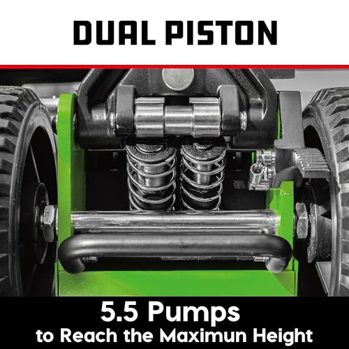 Image of Powerbuilt 1.5 Ton Big Wheel Off Road Jack, Vehicle Lift for Trucks, SUVs, ATVs Offroad Vehicles, Oversized Wheels for Rugged Terrain, 3000 LB Capacity, Green 620628ECE
