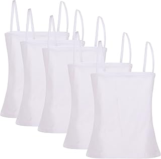 Paquete de 5 chalecos lisos sin mangas de algodón suave con tirantes delgados, chalecos de verano para niñas de 5 a 14 años