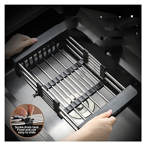 HELVES Küche Multifunktionale Klappgemüsekorb Edelstahl Teleskopabfluss Korb Ablaufgestell Waschbecken Ablaufkorb – Bild 3
