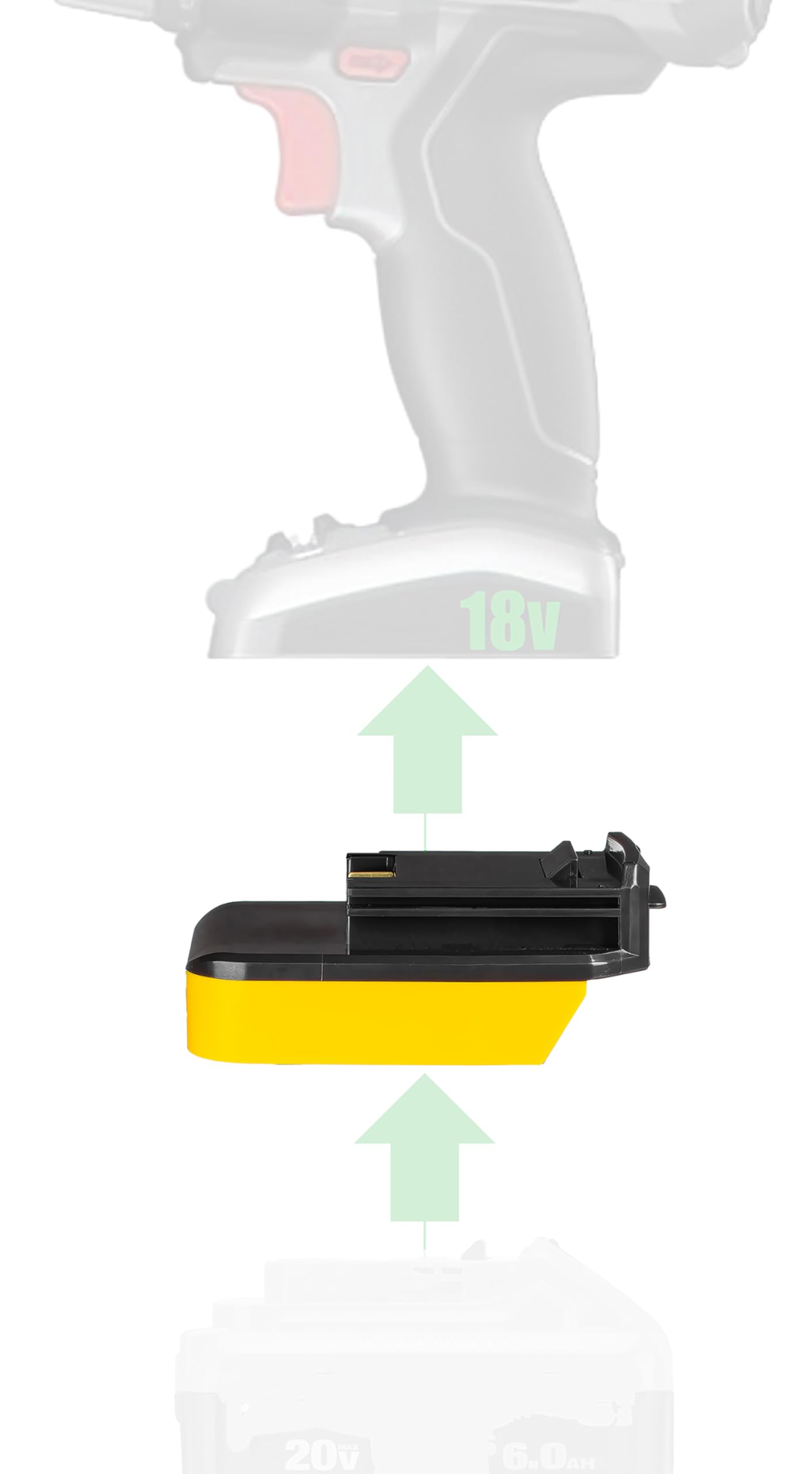 1x Adapter for DeWalt 20v MAX Li-Ion Battery to Power for Porter Cable 18V Ni-CD Tools -No Charging Function - Adapter Only