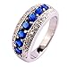 Psiroy 925 Sterling Silver Plated Simulated Blue Sapphire Half Eternity Band Ring Size 7